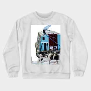 Narrowboat and swans Crewneck Sweatshirt